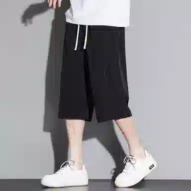 顶峰保罗 无性别主义纯色亲肤透气七分裤美式直筒凉感速干运动宽松时尚百搭抽绳休闲短裤 男女同款