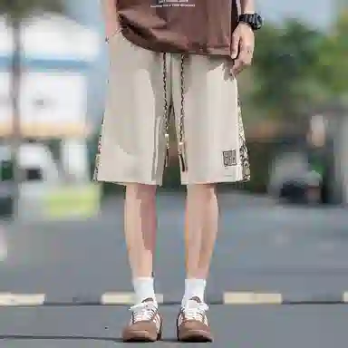 顶峰保罗 中式潮牌痞帅潮流刺绣运动无性别主义五分裤子薄款加肥加大码国风时尚百搭设计感休闲短裤 男女同款