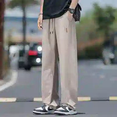 顶峰保罗 无性别主义凉感亲肤透气宽松直筒运动裤子美式潮流轻薄长裤时尚百搭高级感休闲裤 男女同款