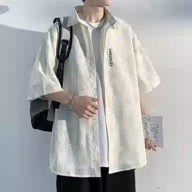 虫小绿 融合多风格的宽松高级感短袖衬衫衬衫 男女同款