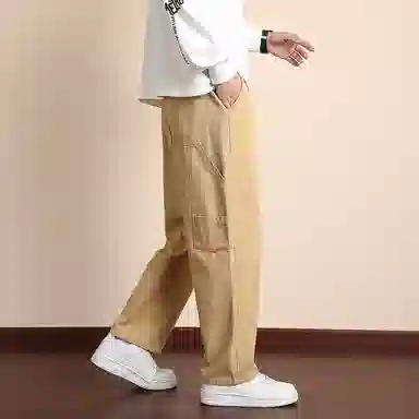 顶峰保罗 潮牌美式高街锥形九分直筒宽松工装裤无性别主义痞帅时尚简约百搭显高显瘦休闲裤 男女同款