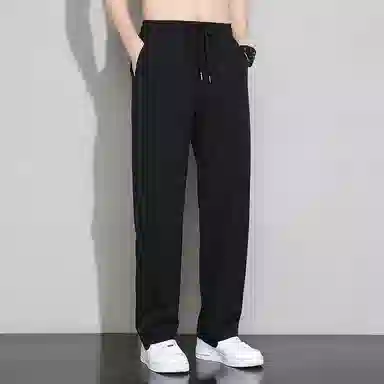 顶峰保罗 冰丝凉感透气宽松直筒长裤无性别主义潮牌薄款垂感阔腿速干运动百搭显瘦休闲裤 男女同款