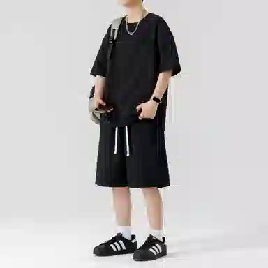 顶峰保罗 无性别主义纯色简约短袖体恤短裤帅气搭配亲肤舒适高级感宽松休闲运动套装 男女同款