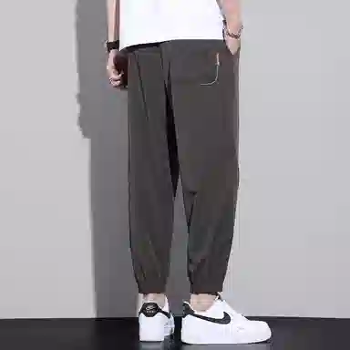 顶峰保罗 无性别主义冰丝裤子薄款亲肤透气凉感宽松束脚大码速干垂感运动时尚百搭潮流九分休闲裤 男女同款