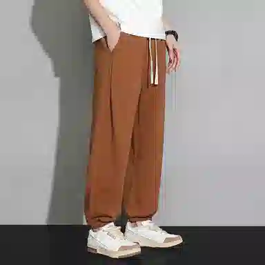 顶峰保罗 潮牌宽松大码无性别主义运动通勤束脚卫裤弹力抽绳显高百搭简约时尚加绒加厚休闲裤 男女同款