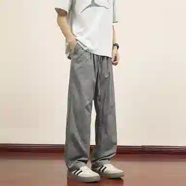 顶峰保罗 冰丝凉感透气运动潮牌长裤薄款速干宽松阔腿休闲裤 男女同款