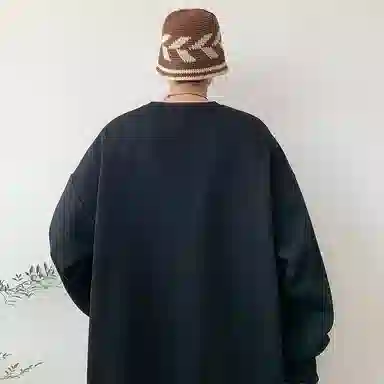 顶峰保罗  美式复古纯色高级设计感休闲大码运动上衣无性别主义直筒宽松百搭简约潮牌圆领卫衣 男女同款