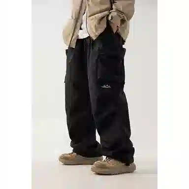 顶峰保罗 美式潮牌凉感舒适工装直筒长裤子薄款宽松小众百搭抽绳束脚设计感高街阔腿休闲裤 男女同款