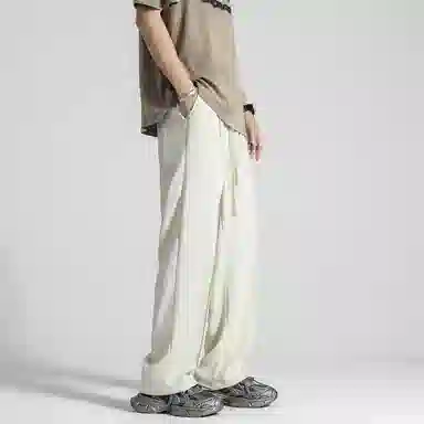 顶峰保罗 纯色质感薄款舒适直筒长裤复古潮牌宽松凉感小众简约百搭高级感显瘦运动阔腿 休闲裤 男女同款