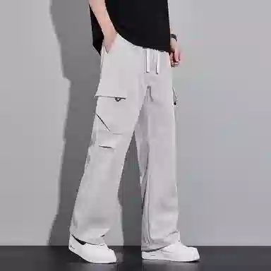 顶峰保罗 美式潮牌冰丝薄款无性别主义户外多口袋工装裤宽松直筒阔腿运动伞兵裤休闲裤 男女同款