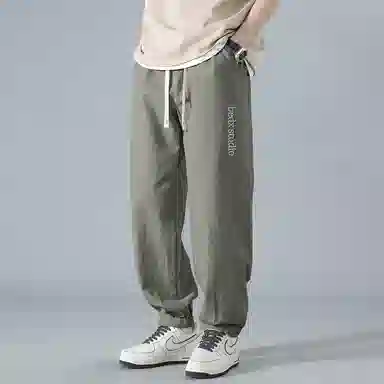 顶峰保罗 刺绣工装纯棉潮牌长裤运动潮流百搭宽松无性别主义运动裤直筒时尚阔腿设计感休闲裤 男女同款