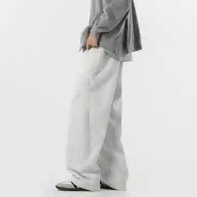 顶峰保罗 美式复古纯色宽松阔腿卫裤无性别主义直筒垂感拖地裤高级感百搭运动休闲裤 男女同款