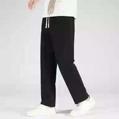 顶峰保罗 美式高街舒适纯色冰丝垂感宽松大码百搭潮牌直筒阔腿显高显瘦休闲裤 男女同款