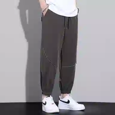 顶峰保罗 无性别主义冰丝裤子薄款亲肤透气凉感宽松束脚大码速干垂感运动时尚百搭潮流九分休闲裤 男女同款