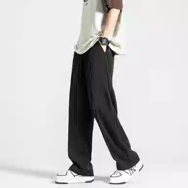 顶峰保罗 纯色质感薄款舒适直筒长裤复古潮牌宽松凉感小众简约百搭高级感显瘦运动阔腿 休闲裤 男女同款