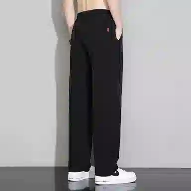 顶峰保罗 冰丝凉感透气宽松直筒长裤无性别主义潮牌薄款垂感阔腿速干运动百搭显瘦休闲裤 男女同款