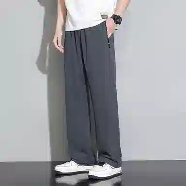 顶峰保罗 冰丝薄款透气垂感直筒阔腿长裤无性别主义潮牌凉感舒适宽松运动百搭速干休闲裤 男女同款