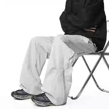 顶峰保罗 纯色宽松直筒运动伞兵裤青少年春秋穿搭美式潮牌高级感情侣潮流百搭通勤阔腿休闲裤 男女同款