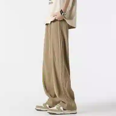 顶峰保罗 冰丝条纹直筒宽松阔腿垂感长裤无性别主义潮牌夏天薄款运动速干痞帅舒适百搭纯色休闲裤 男女同款