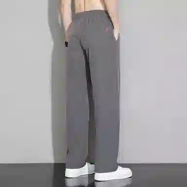 顶峰保罗 冰丝凉感透气宽松直筒长裤无性别主义潮牌薄款垂感阔腿速干运动百搭显瘦休闲裤 男女同款