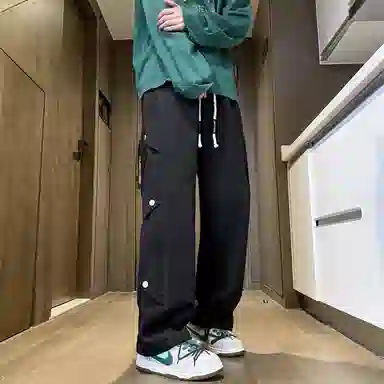 顶峰保罗 铆钉直筒宽松潮牌美式高街长裤无性别主义痞帅简约时尚百搭小众设计感休闲裤 男女同款