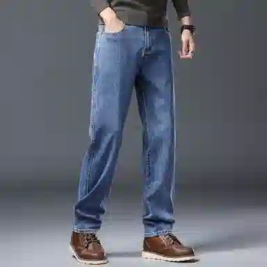 顶峰保罗 无性别主义美式高街潮牌垂感水洗做旧宽松直筒薄款休闲时尚百搭长裤子高端设计感牛仔裤 男女同款