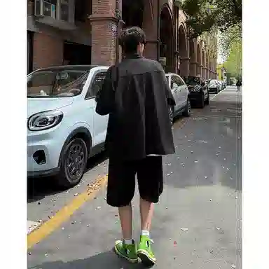 顶峰保罗 冰丝纯色简约凉感舒适短袖短裤搭配一套日系潮牌宽松小众百搭高级感休闲运动套装 男女同款