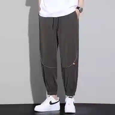 顶峰保罗 无性别主义冰丝裤子薄款亲肤透气凉感宽松束脚大码速干垂感运动时尚百搭潮流九分休闲裤 男女同款