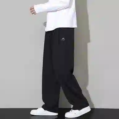 顶峰保罗 冰丝凉感速干宽松阔腿长裤无性别主义潮牌纯色大码薄款透气学生百搭运动直筒休闲裤 男女同款