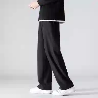 顶峰保罗 潮牌美式高街宽松运动直筒拖地长裤无性别主义痞帅简约纯色时尚百搭垂感休闲裤 男女同款