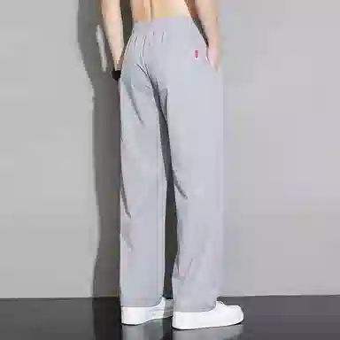 顶峰保罗 冰丝凉感透气宽松直筒长裤无性别主义潮牌薄款垂感阔腿速干运动百搭显瘦休闲裤 男女同款