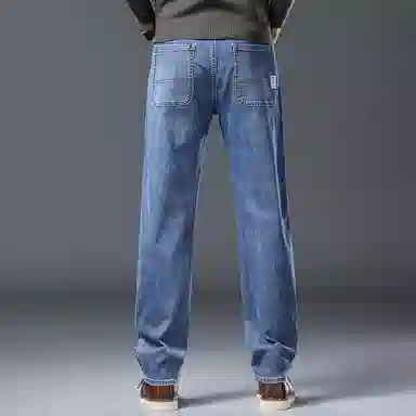 顶峰保罗 无性别主义美式高街潮牌垂感水洗做旧宽松直筒薄款休闲时尚百搭长裤子高端设计感牛仔裤 男女同款