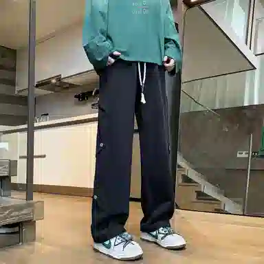 顶峰保罗 铆钉直筒宽松潮牌美式高街长裤无性别主义痞帅简约时尚百搭小众设计感休闲裤 男女同款