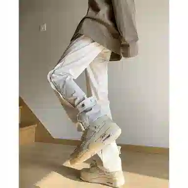 顶峰保罗 美式纯色高街机能排扣工装长裤无性别主义春秋穿搭痞帅潮流百搭高级设计感运动休闲裤 男女同款