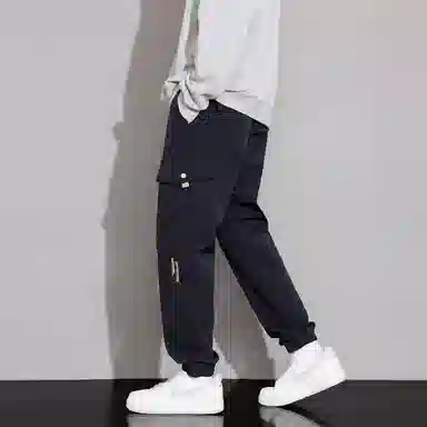 顶峰保罗 美式复古宽松直筒加绒加厚工装长裤无性别主义痞帅潮流百搭秋冬穿搭束脚休闲裤 男女同款