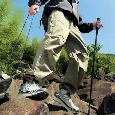 顶峰保罗 美式高街防风防水软壳机能风直筒裤无性别主义户外登山骑行山系伞兵工装褶皱运动阔腿长裤显高显瘦宽松百搭垂感休闲裤 男女同款