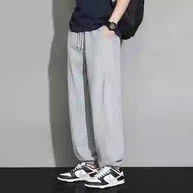 顶峰保罗 潮牌宽松大码无性别主义运动通勤束脚卫裤弹力抽绳显高百搭简约时尚加绒加厚休闲裤 男女同款