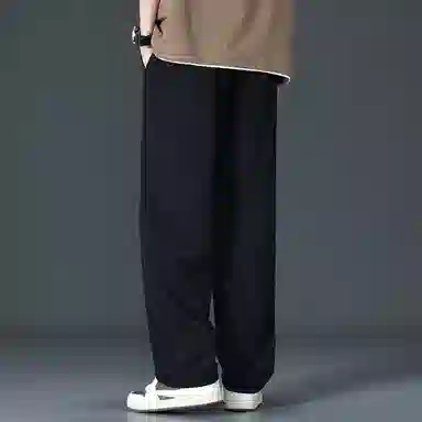 顶峰保罗 直筒裤子薄款潮牌痞帅宽松阔腿冰丝潮流运动抽绳无性别主义长裤时尚百搭垂感大码休闲裤 男女同款