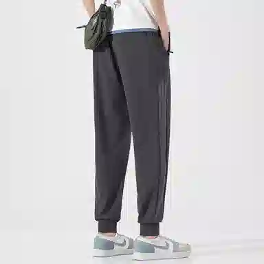 顶峰保罗 冰丝薄款速干弹力束脚九分裤潮牌百搭时尚潮流复古简约运动休闲裤 男女同款