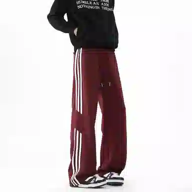 顶峰保罗 美式高街侧边条纹百搭直筒长裤复古潮流宽松舒适小众百搭痞帅设计感大码阔腿休闲裤 男女同款