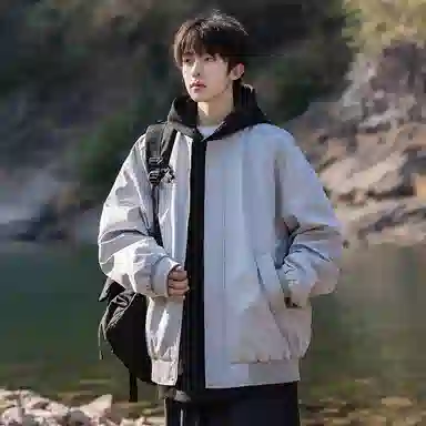 顶峰保罗 美式飞行纯色棒球领无性别主义直筒上衣外套宽松大码休闲百搭潮牌简约时尚痞帅长袖夹克 男女同款