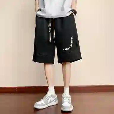 顶峰保罗 冰丝高街美式字母印花宽松大码百搭无性别主义篮球运动健身中裤弹力抽绳显高潮牌薄款休闲短裤 男女同款