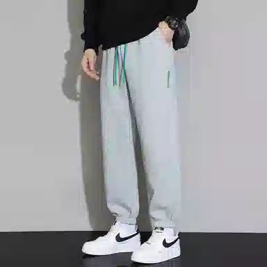 顶峰保罗 无性别主义美式潮流亲肤透气凉感设计感时尚卫裤束脚运动长裤宽松裤子潮牌百搭直筒休闲裤 男女同款