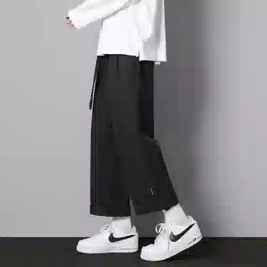 顶峰保罗 两穿直筒美式潮牌宽松运动抽绳长裤无性别主义痞帅时尚百搭简约束脚休闲裤 男女同款