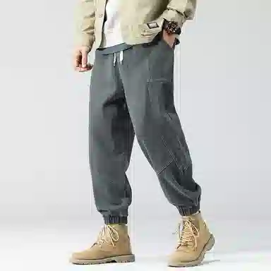 顶峰保罗 工装潮牌宽松薄款透气无性别主义九分哈伦束脚长裤子时尚百搭设计感垂感潮流运动休闲裤 男女同款