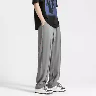 顶峰保罗 纯色质感薄款舒适直筒长裤复古潮牌宽松凉感小众简约百搭高级感显瘦运动阔腿 休闲裤 男女同款