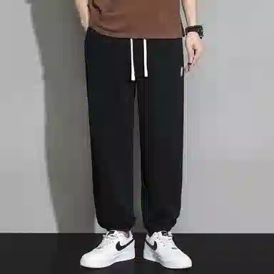 顶峰保罗 潮牌宽松大码无性别主义运动通勤束脚卫裤弹力抽绳显高百搭简约时尚加绒加厚休闲裤 男女同款