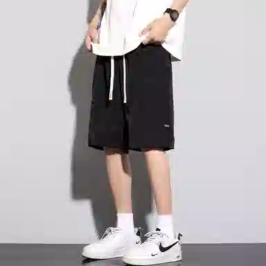 顶峰保罗 冰丝速干薄款纯色简约直筒五分裤无性别主义潮牌宽松舒适高级感运动百搭 休闲短裤  男女同款