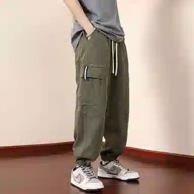 顶峰保罗 纯色运动简约宽松大码舒适通勤日常工装束脚无性别主义透气时尚松紧腰弹力显高显瘦百搭休闲裤 男女同款