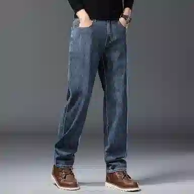 顶峰保罗 无性别主义美式高街潮牌垂感水洗做旧宽松直筒薄款休闲时尚百搭长裤子高端设计感牛仔裤 男女同款